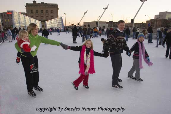 A family outing at the Brenton Ice Rink, in Des Moines Iowa