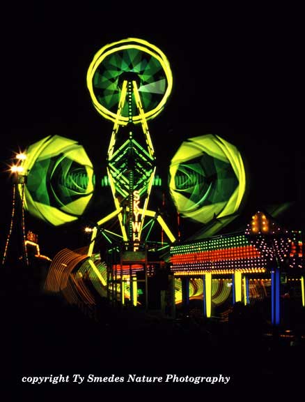 Nightime at the Iowa State Fair Midway 