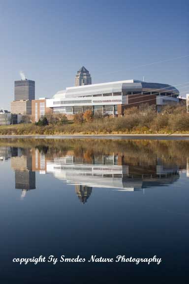 Wells Fargo Arena in Des Moines, from Des Moines River