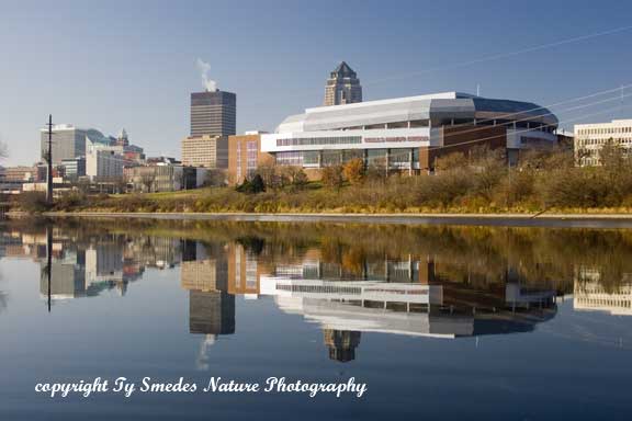 Wells Fargo Arena from Des Moines River