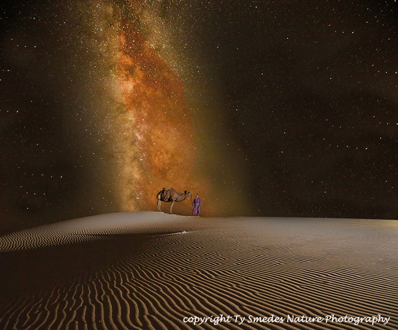 Camel Herder and Milky Way - Gobi Desert